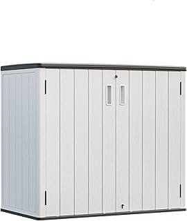 HOMSPARK Outdoor Storage Shed Weather Resistance, Patio Storage Cabinet Lockable Resin Tool Shed for Storage of Bike, Trash Cans, Garden Tools (Light Gray, 40 Cu.ft)