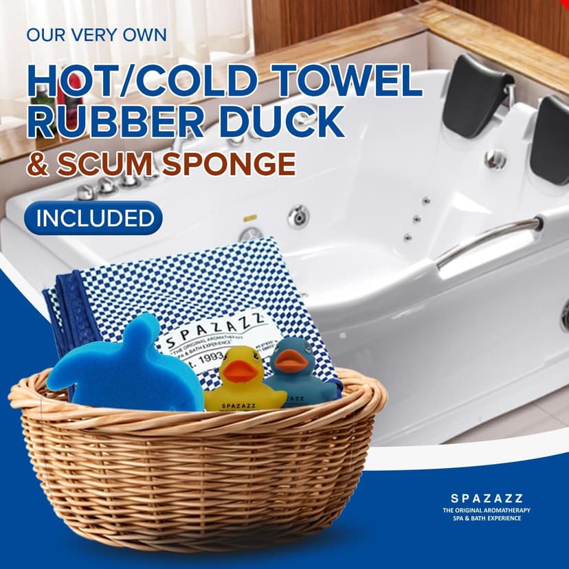Spazazz Sports Athlete Hot Tub & Bath Salt Gift Bundle - Muscle Therapy 19 oz, Rx Joint 4oz, Detox 4oz, Aqua Therapy Re-Fresh 2.5oz, Sport Aroma Beads .5oz, scum Sponge, Hot/Cold Towel, Rubber Duck