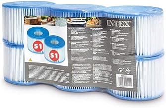 Intex 29011E Type S1 PureSpa Easy Set Pool Spa Hot Tub Filter Replacement Cartridges (6 Filters), Blue and White