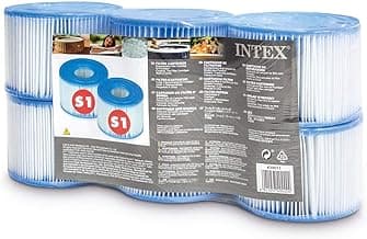 Intex 29011E Type S1 PureSpa Easy Set Pool Spa Hot Tub Filter Replacement Cartridges (6 Filters), Blue and White
