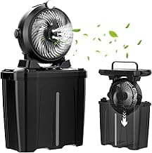 Portable Misting Fan - 11L Bucket, 20000mAh Rechargeable Battery Powered Fans for Patios, Outdoor Fans with Night Light, 3 Wind Speed & 4 Spray Mister Camping Cooling Fan, Waterproof Design