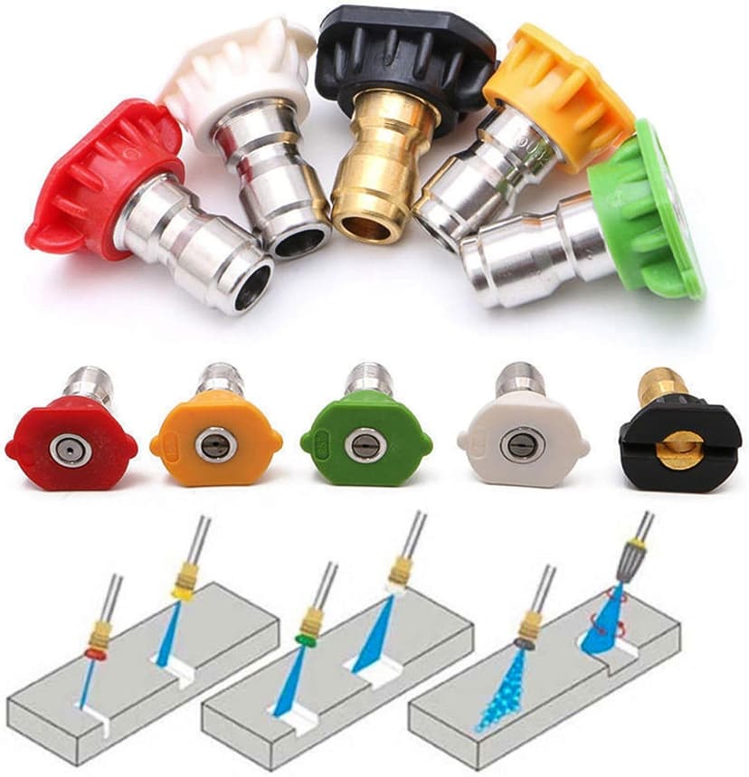 Pressure Washer Tips Power Washer Soap Nozzle Tips Multiple Degrees 1/4 Quick Connect Design Up to 4,500 PSI 2.5 GPM(5-Pack)