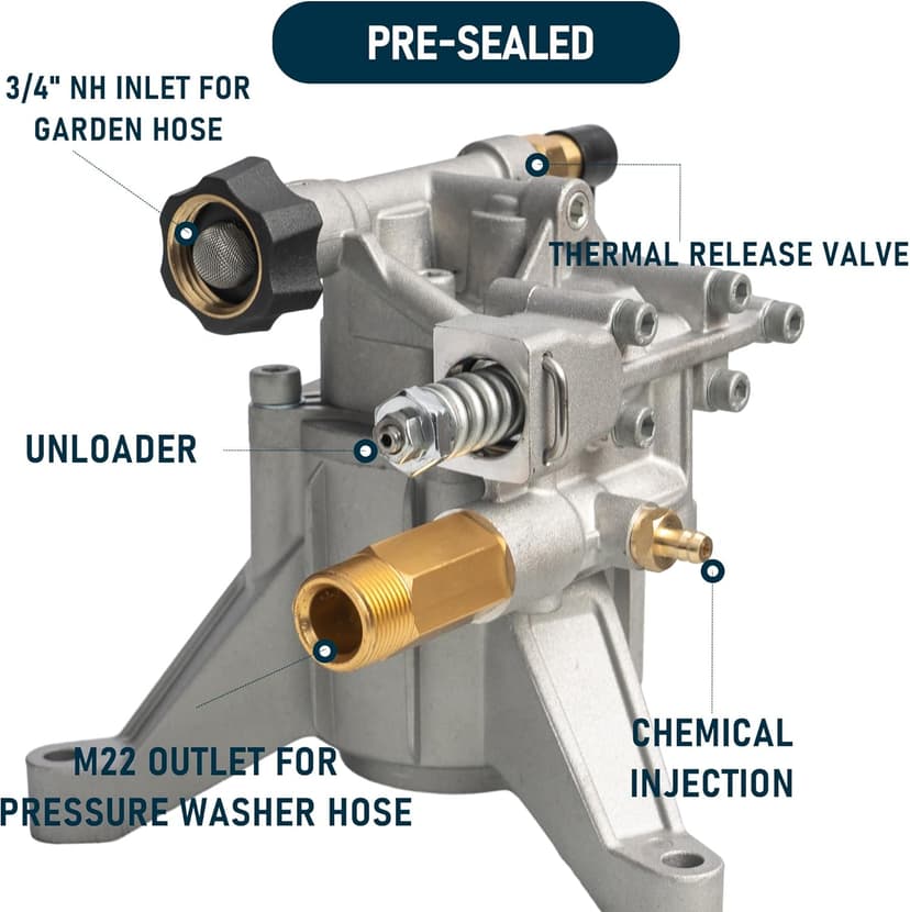 Hourleey 7/8" Shaft Vertical Pressure Washer Pump, 3400PSI 2.5GPM, Replacement Pump for Power Washer Kit, Compatible with Honda, Simpson, RYOBI, Briggs & Stratton, Subaru, Craftsman