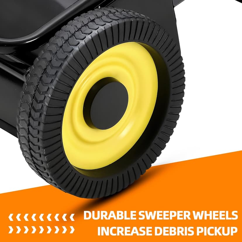 Tow Behind Lawn Sweeper, 44" Pull Behind Lawn Sweeper, Large Capacity Leaf & Grass Collector with Adjustable Sweeping Height and Dumping Rope Design for Picking Up Grass and Debris