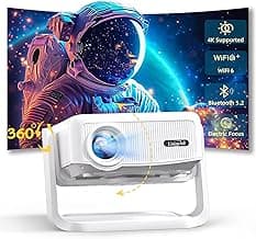 Projector with WiFi and Bluetooth,Mini-Projector: [550 ANSI & 360°Adjustable-Stand & Electric Focus & Auto Keystone], Lisowod L02 2025 Upgrade Portable 1080P Outdoor Movie Projector for Phone/TV Stick