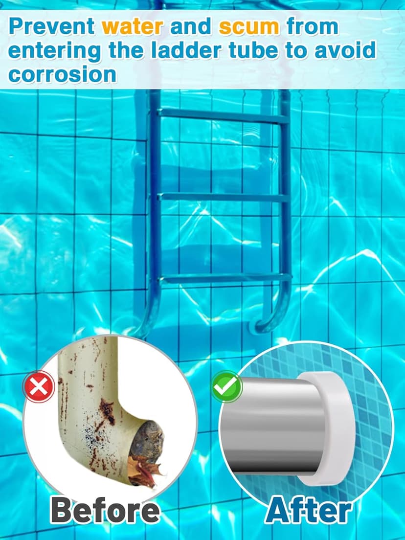 Pool Ladder Bumpers for Inground Pool - 4Packs Inside Plug Caps fit 1.9" Standard Steps Tubing, Rubber Foot Cover Protect Swimming Pool Liner