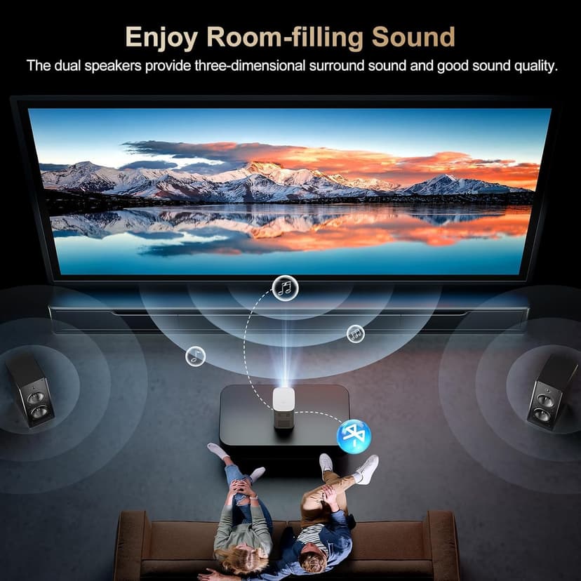 [Electric Focus]Projector with WiFi and Bluetooth, Native 1080P 15,000 Lumens 4K Supported, Agreago Outdoor Movie Projector for Home Theater UP to 300", for iOS/Android/Laptop/TV Stick/HDMI/USB