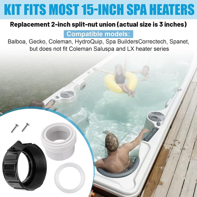 XT Hot Tub Heater Split Nut Union & Heater Tailpiece 2" Heater Adaptor
