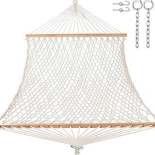 12ft Rope Hammocks, 46'' Wide Hardwood Spreader Bar (Beige, Twin)