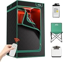 TOREAD Portable Infrared Steam Sauna with 660nm Red Light Therapy Saunas for Home,Red Light Sauna with 3L 1200W Steamer, Adjustable Temperature, Timer Setting, Remote Control, Folding Sauna Chair