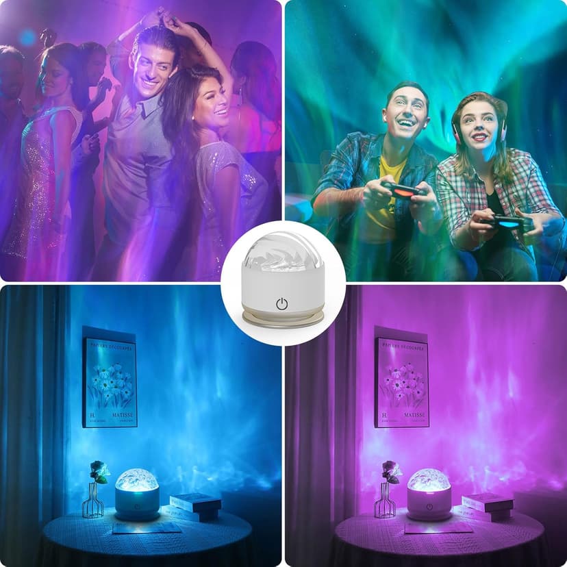 Northern Light Projector, Battery Operated Aurora Night Light Projector, 16 Colors Galaxy Lamp Ocean Wave Ceiling Projector Mood Ambient Lighting for Bedroom Party Kids Room Toddler Girl Gift