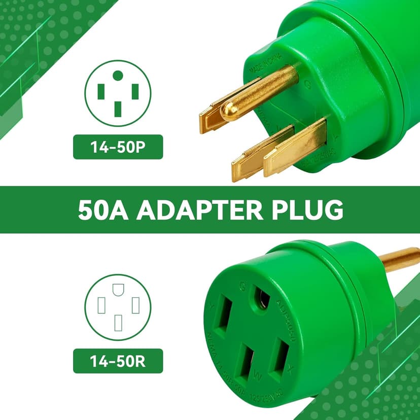 NEMA 14-50P to NEMA 14-50R Generator Adapter Plug, 50Amp 4 Prong Connector,125V/250V 50Amp Generator Cord Extension Plug