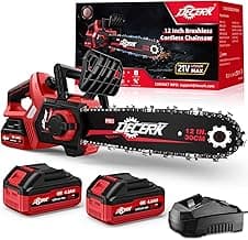 Chainsaw Cordless, 12 Inch Electric Chain Saw with 21V Battery Powered, Handheld Brushless Chainsaws with Tool-free Chain Tension & Auto Lubrication for Tree, Wood Cutting, Courtyard, Household