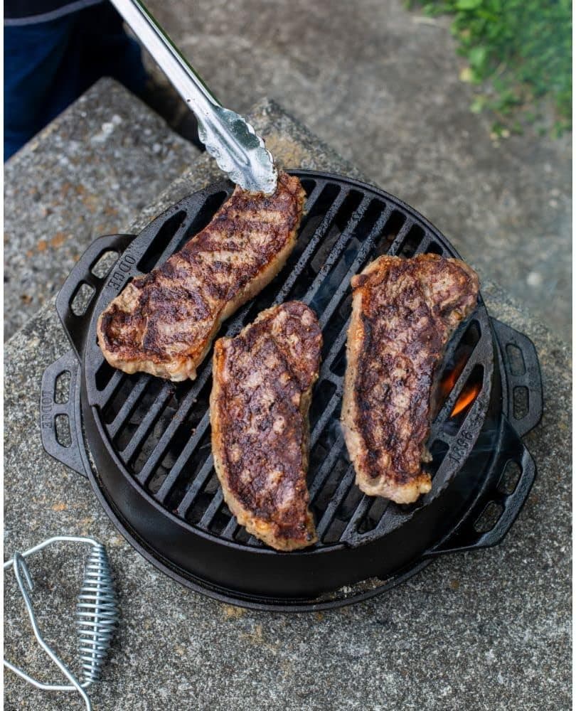 Lodge L12RG Portable Kickoff Grill, Cast Iron, 12-In. Round - Quantity 1