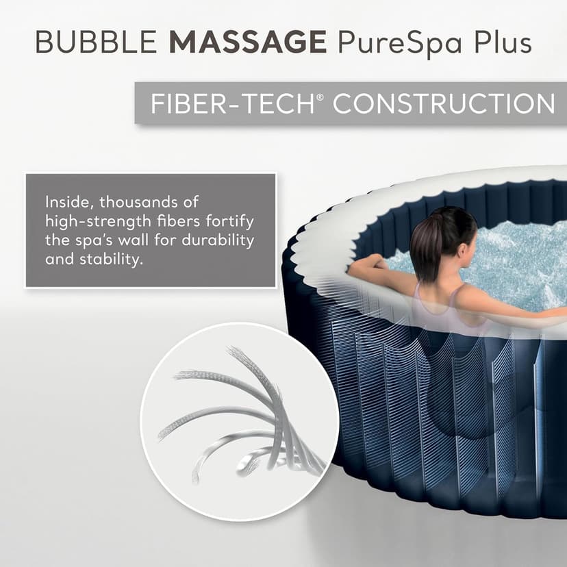 INTEX 28431EP PureSpa Plus Bubble Massage Spa Set: Includes Energy Efficient Spa Cover – 2 Contoured Headrest – LED Light – 6 Person Capacity – 85" x 28"