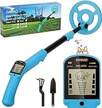 OMMO Metal Detector, Adjustable 27.5”-37.8” Metal Detector for Kids with Intuitive LCD Display, Lightweight Kids Metal Detectors with 6” Search Coil for Exploration Hiking