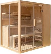 ALEKO Traditional Indoor Sauna | Wet Steam Dry | LED Lights | Canadian Hemlock Wood | 4 Person | Sauna Powered by UL Certified 4.5 kW Harvia Sauna Heater | STHE4INNY