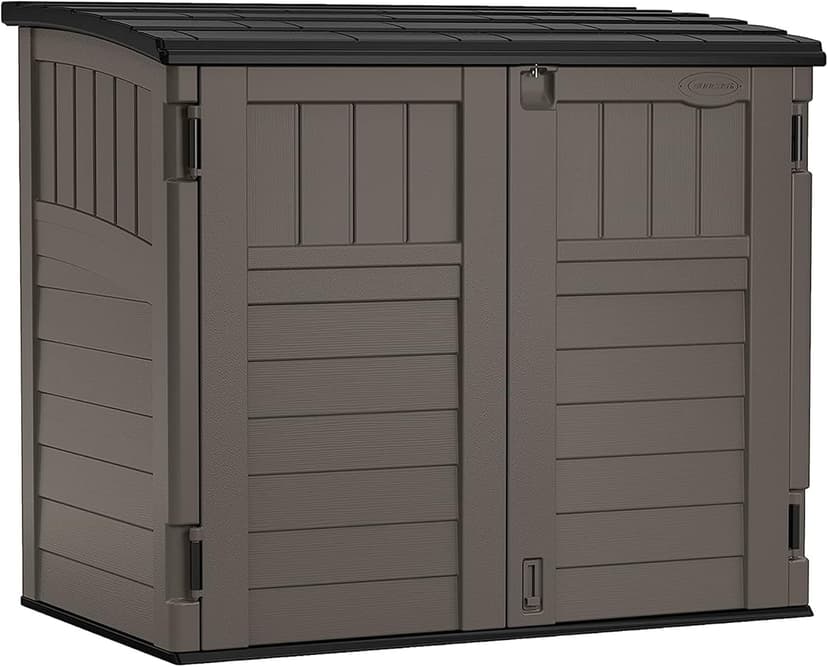 Suncast 34 Cu. Ft. Horizontal Shed for Outdoor Storage w/Locking System, Stoney/Black
