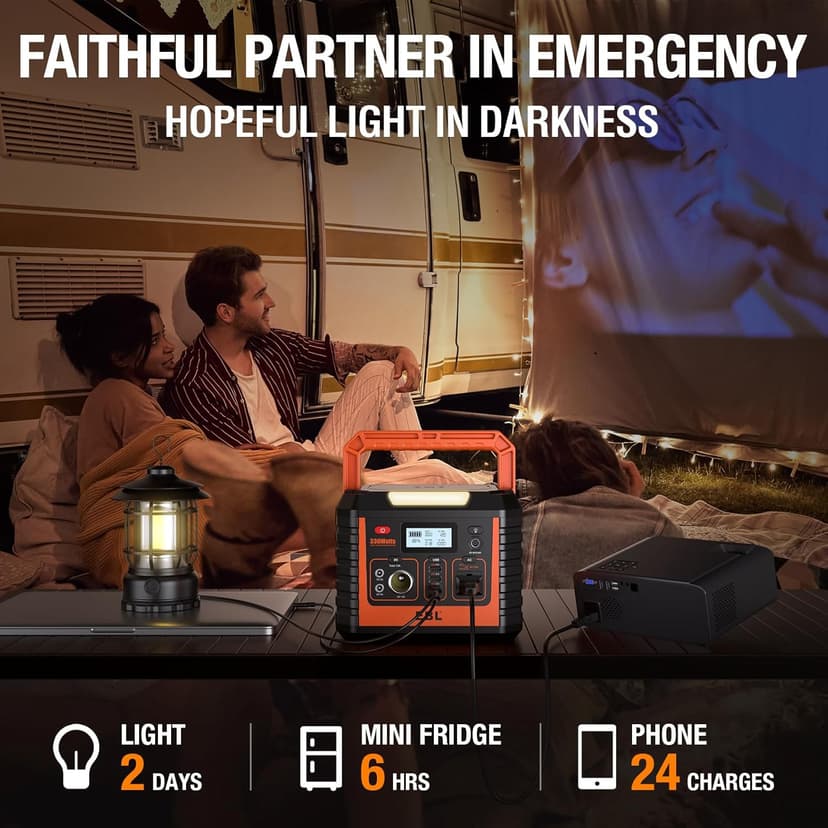 EBL Portable Power Station 300, 110V/330W Pure Sine Wave Solar Generator (Solar Panel Not Included) - Peak 600W Backup Lithium Batteries AC Outlet for Blackout Outdoors Camping Hunting Travel