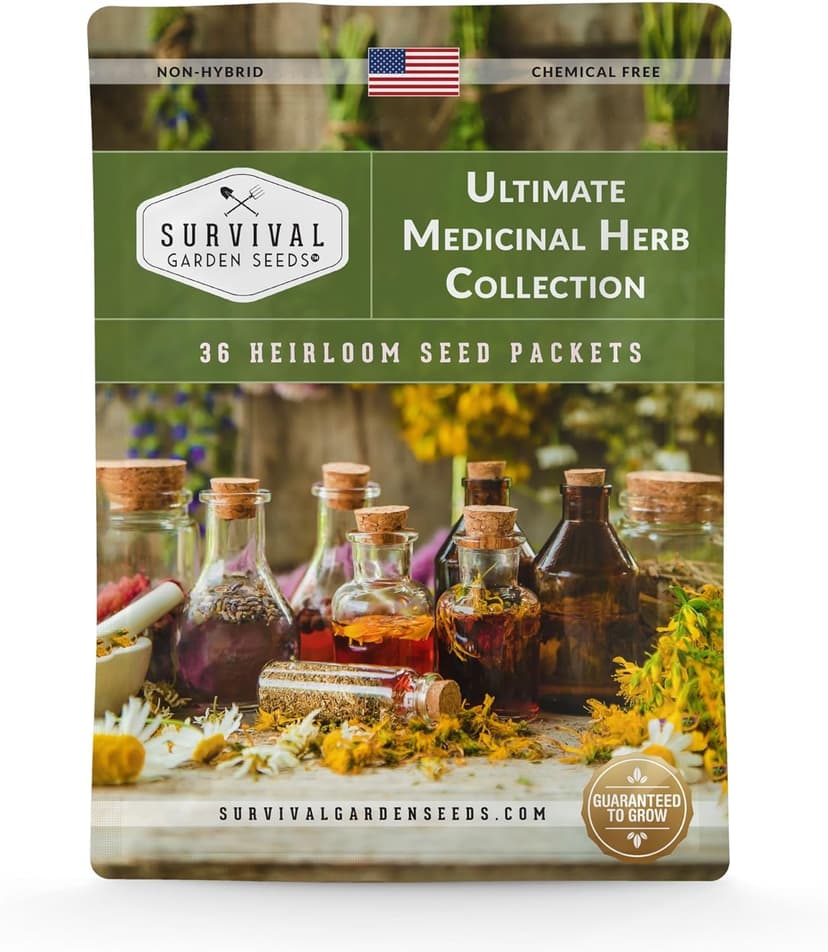 Ultimate Medicinal Herbs 36 Variety Pack - 28,000+ Herb Seeds for Planting Essential Healing Plants - Mixed Assortment with Culinary, Medicinal, Tea Herbs - Non-GMO Heirloom - Survival Garden Seeds