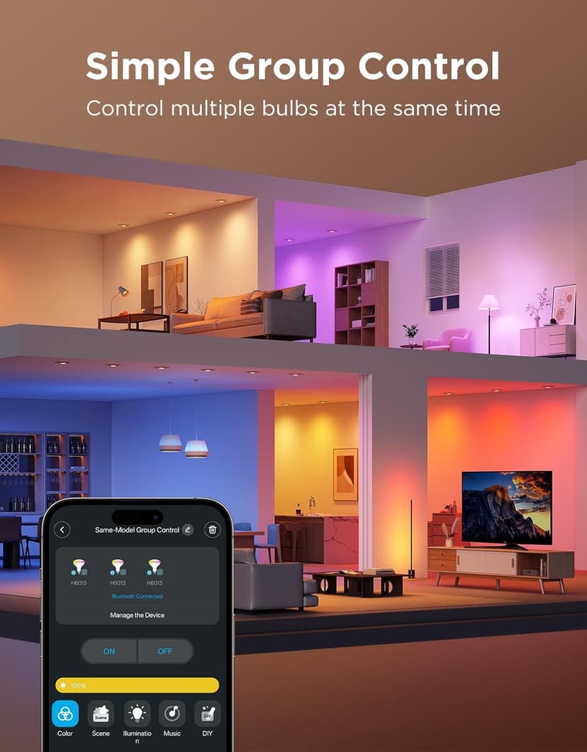 Govee BR30 Smart Light Bulbs, Works with Matter, Alexa and Google Assistant, LED Light Bulb, WiFi RGBWW Color Changing Flood Light Bulbs, Recessed Can Light Bulb, 2.4Ghz only, 850 Lumen, 4 Pack