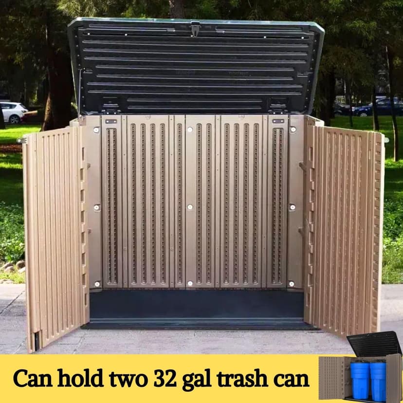 ZZM 4x2.5 FT Outdoor Storage Shed, Resin Waterproof Storage Cabinet for Garden Tools with Lockable Lid,Latch (Coffee)