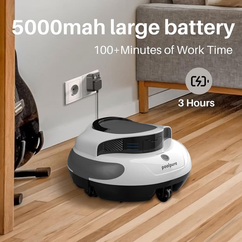 PoolPure Aquaguard SE II 2025 Upgrade Cordless Robotic Pool Cleaner with 120-Min 5000mah Big Battery