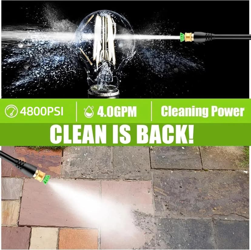 4800 PSI Electric Pressure Washer- 4.0 GPM High Power Washer with 33FT Hose Reel M22-14mm, 4 Nozzles and Foam Cannon, powerwashers for Home, Cars, Fences, Patio, 2025 Upgraded (Green)