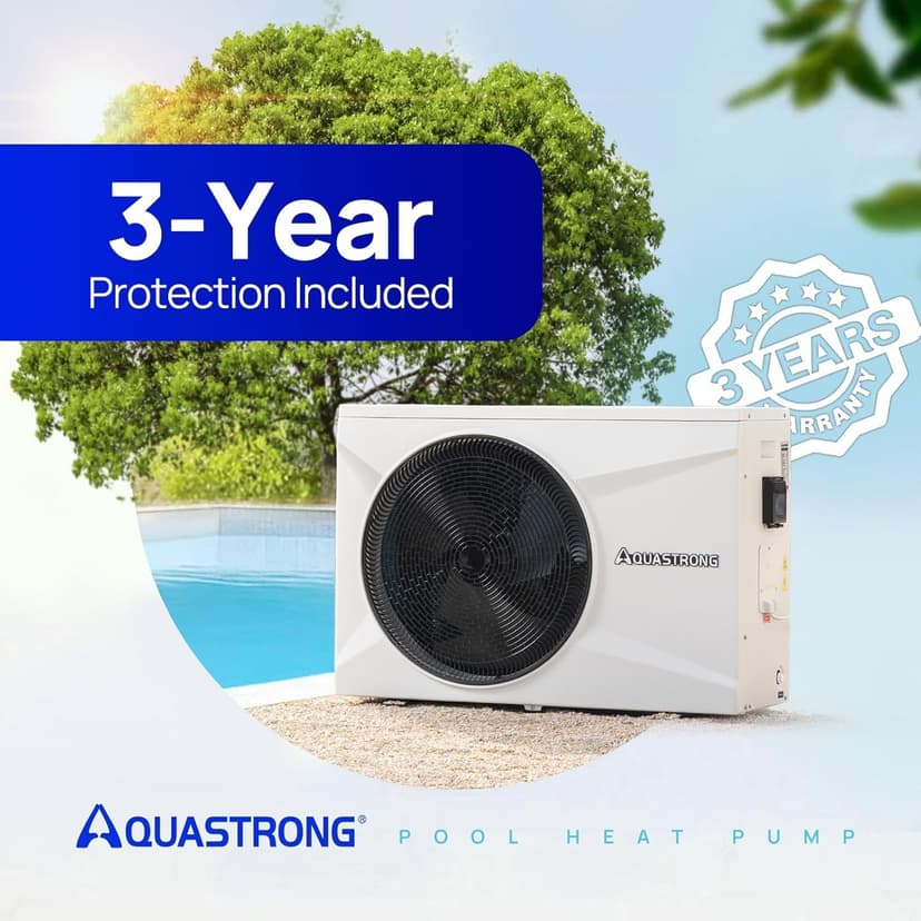 Aquastrong 35,000 BTU Inverter Swimming Pool Heat Pump, 9,000 Gallons Electric Pool Heater for Above Ground and Inground Pool, WiFi Capable Timer, Heating and Cooling Pool Heater 120V