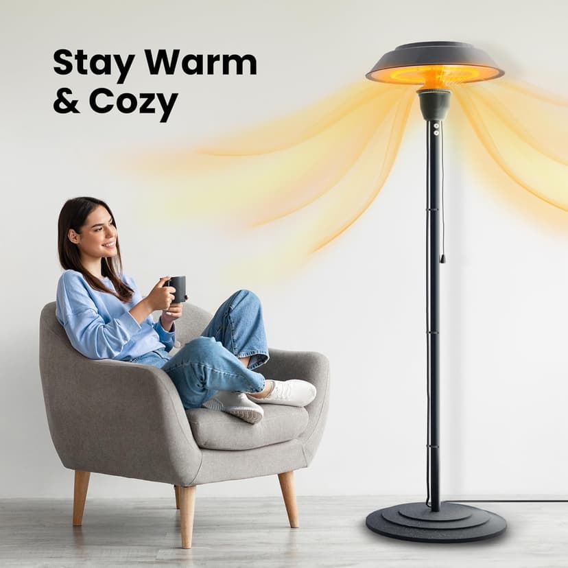 Indoor & Outdoor 1500W Electric Infrared Patio Heater, Waterproof & Tip-Over Protection, Perfect for Garden, Balcony