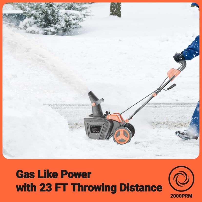 VOLTASK 48V Cordless Snow Blower, 48-Volt | 20-Inch Brushless Electric Snow Blower Cordless, Battery Snow Blower with Directional Plate & LED Lights (2 * 24V Battery & Dual Quick Charger Included)