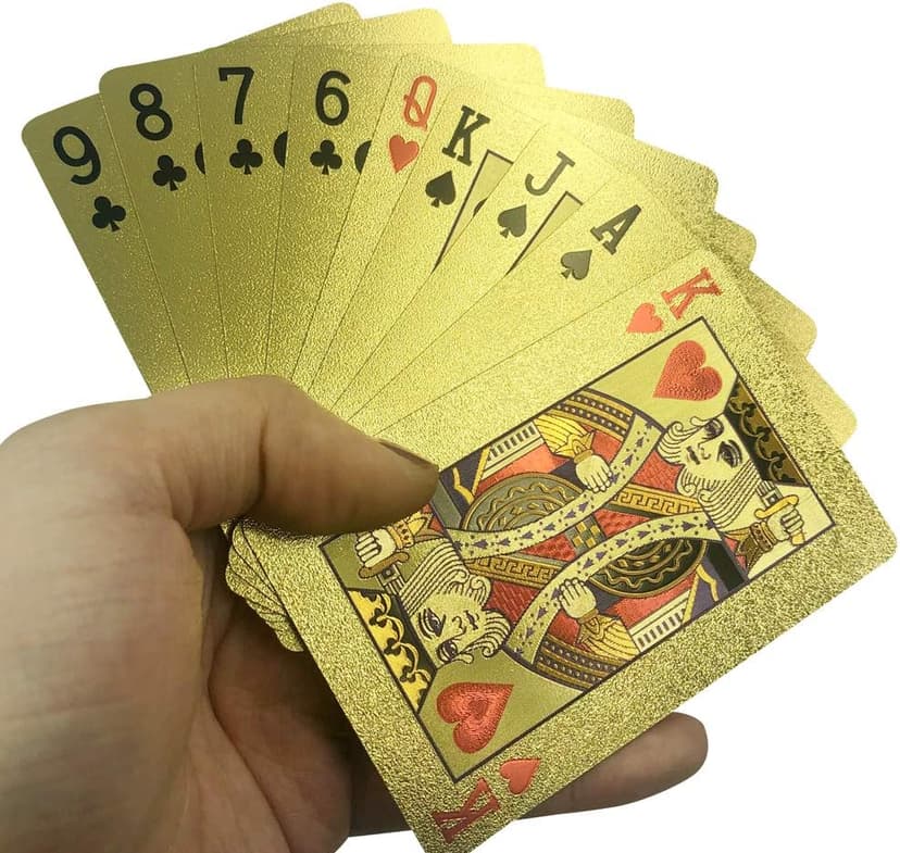 Yuanhe Gold Deck of Cards - Waterproof Playing Cards Luxury Playing Cards with Wooden Gift Box,Great for Poker Cards Game, Game Nights and Casino Party