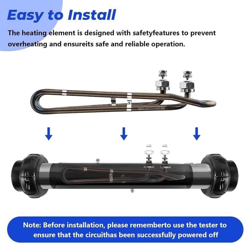 5.5KW 240V Titanium Hot Tub Spa Heating for Universal Heating Element Replacement for Flo-Thru, Also fit for Balboa Spa Heater Element and Spas Electric Heaters Or Swimming Pools -(10 inch)