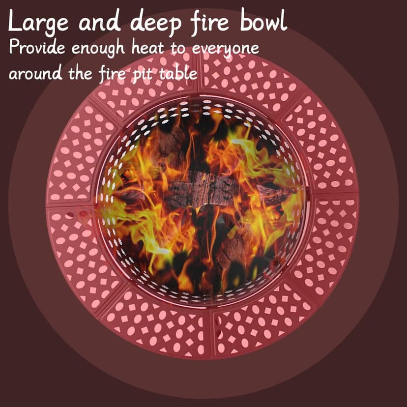 42 Inch Fire Pit with 2 Grills, Extra Large Wood Burning Fire Pits for Outside with Lid & Poker, Heavy Duty Firepit,BBQ& Outdoor Fire Pit & Round Metal Table 3 in 1 for Patio, Picnic, Party