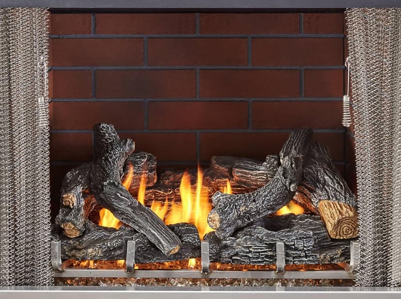 Vintage Red Ceramic Fiber Brick Panel for 450 Series Outdoor Fireplace Insert - Model FLB450-VR, Realistic Hand-Painted Design