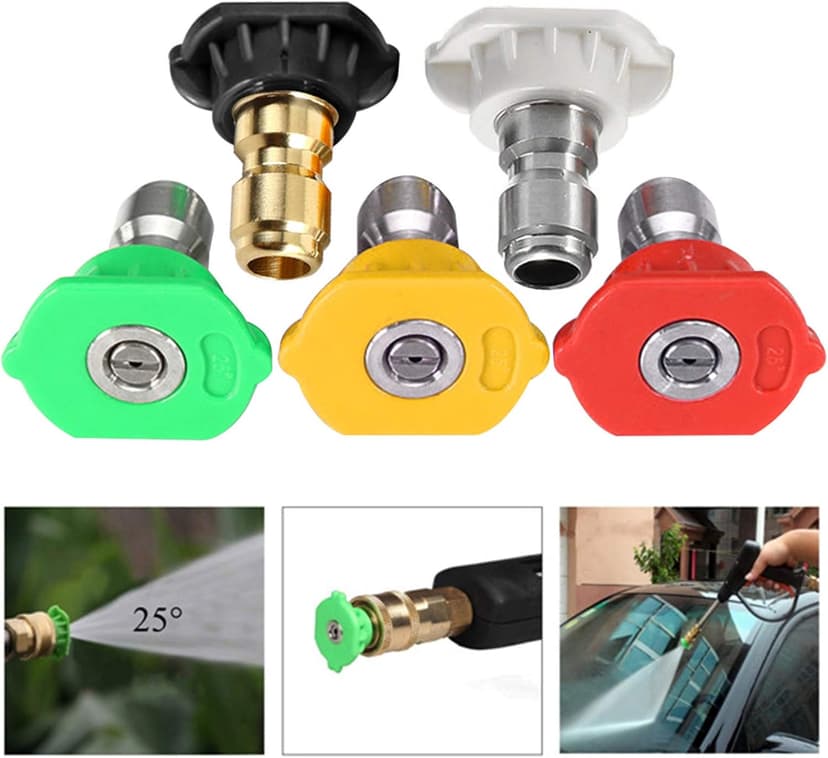 Pressure Washer Tips Power Washer Soap Nozzle Tips Multiple Degrees 1/4 Quick Connect Design Up to 4,500 PSI 2.5 GPM(5-Pack)