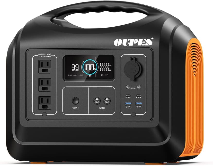OUPES Portable Power Station 1800W (4000W Peak), 1488Wh LiFePO4 Battery Generator with 10 Outputs for Camping, Home Backup & Emergency
