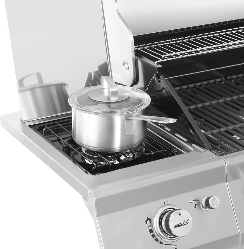 Royal Gourmet GA6402S 6-Burner Propane Gas Grill with Side Burner and Warming Rack, 74,000 BTUs, Cabinet Style Outdoor BBQ Grill for Barbecue Grilling & Backyard Cooking, Silver