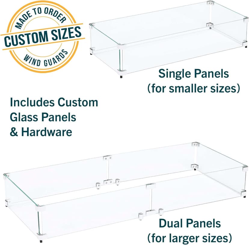 Custom Sized Wind Guard for Gas Fire Pits - Celestial Fire Glass