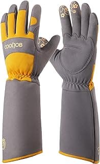 COOLJOB Thorn Proof Rose Pruning Garden Gloves for Women, Long Sleeve Padded Yard Work for Bush, Blackberry, Cactus, Heavy Duty/Puncture Resistant/Machine Washable, Medium, Yellow