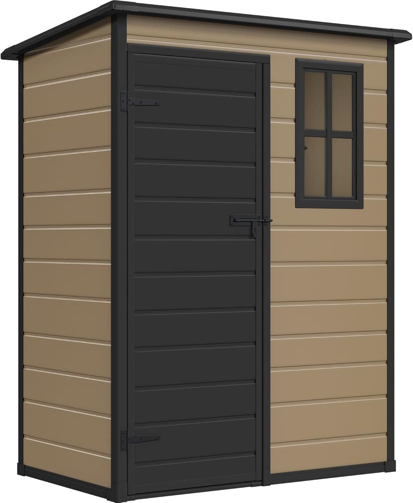 DWVO 5x3 FT Outdoor Storage Shed with Reinforced Floor, All-Weather Resin Storage Shed with Lockable Door & Window, Waterproof Plastic Tool Storage for Garden, Backyard, Patio, Lawn