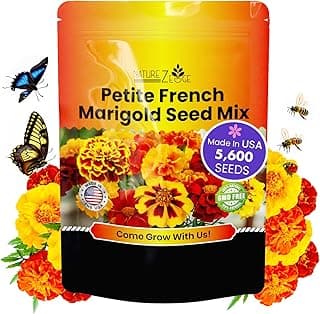 NatureZ Edge Marigold Seeds Mix, Over 5600 Seeds, Marigold Seeds for Planting Outdoors, Dainty Marietta, Petite French, Sparky French, and More