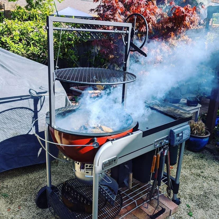 Ash & Ember Santa Maria Style Adjustable Cooking Grate Attachment, Fits 24" Kettle-Style Grills, Open Flame Campfire Cooking Grate, Outdoor Grill Cooking Accessories