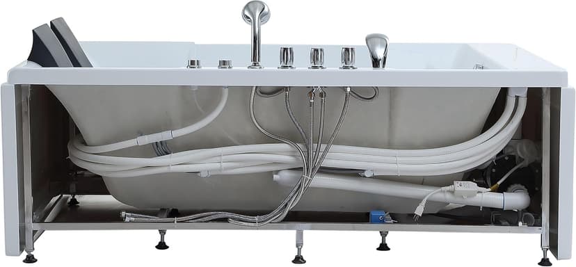 Empava 1125W Whirlpool Tub,72" x 48" Jetted Bathtub for 2 Person, Hydro Massage & Chromatherapy,ETL Certified,3 Sided Apron,Acrylic ,110 Gallons,Left Drain