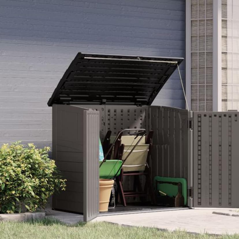 Suncast 34 Cu. Ft. Horizontal Shed for Outdoor Storage w/Locking System, Stoney/Black