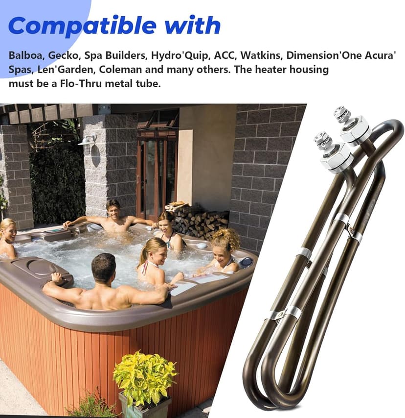 5.5KW 240V Titanium Hot Tub Spa Heating for Universal Heating Element Replacement for Flo-Thru, Also fit for Balboa Spa Heater Element and Spas Electric Heaters Or Swimming Pools -(10 inch)