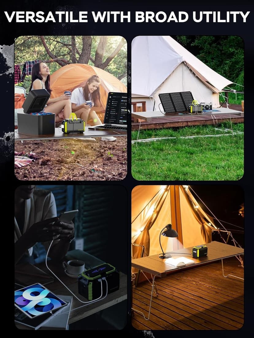 MARBERO Solar Generator 150W Peak 150Wh Portable Power Station with Solar Panel Included Camping Power Supply with AC Outlet DC USB Ports for Outdoor RV Fishing Emergency