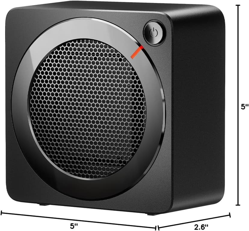 Gaiatop Mini Space Heater, Lightweight PTC Ceramic Fast Heating 500W Energy Efficient for Indoor Use, Overheating & 45° Tip-Over Protection, Portable Desk Electric Heaters for Office Home Black