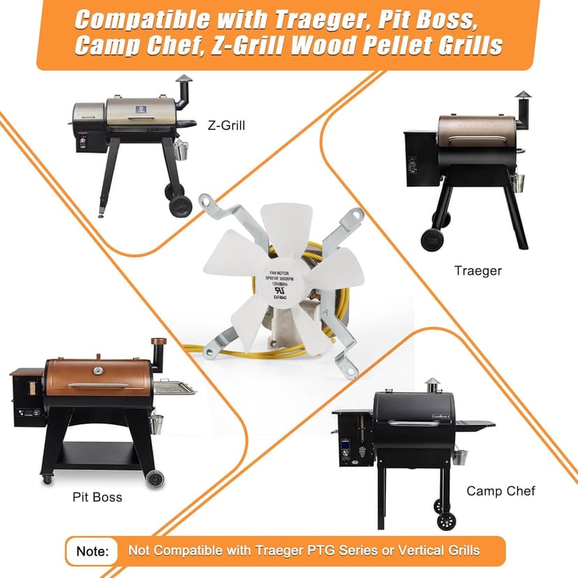 Grill Replacement Parts for Pit Boss Smoker Grills, Induction Fan Replacement for Traeger Wood Pellet Grills, White Nylon Combustion Fan for Sam's Club Wood Pellet Smoker Grill