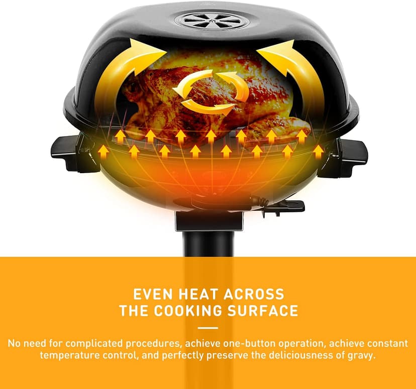 Electric BBQ Grill Techwood 15-Serving Indoor/Outdoor Electric Grill for Indoor & Outdoor Use, Double Layer Design, Portable Removable Stand Grill, 1600W (Stand Black BBQ Grills)